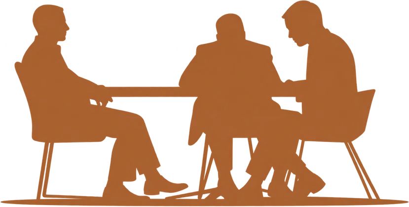 A family seated around a table