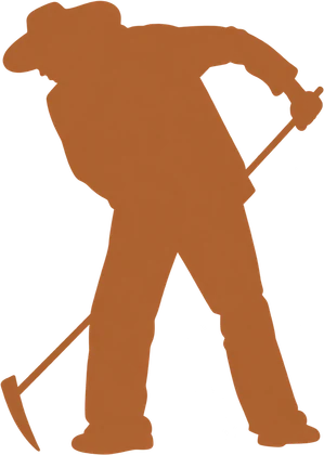 A person working the land with a hoe